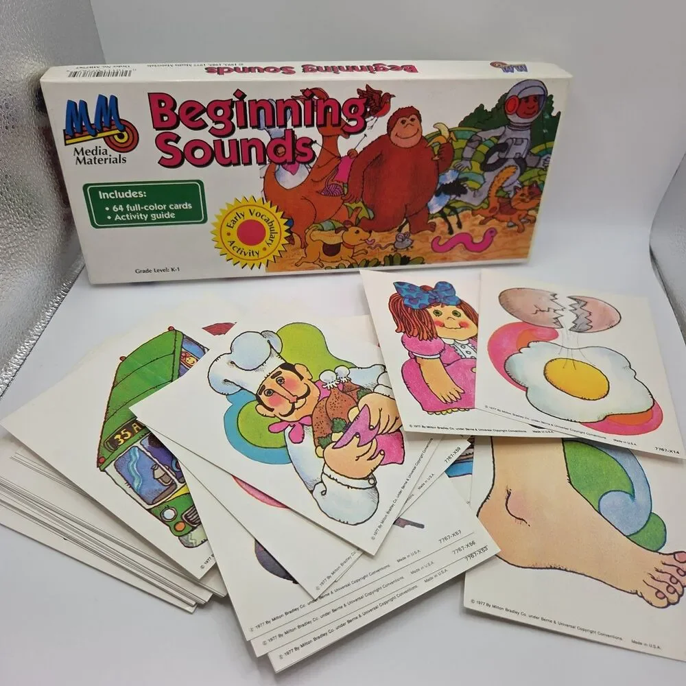 Beginning Sounds Media Materials Vocabulary Cards Vintage Graphics Homeschool